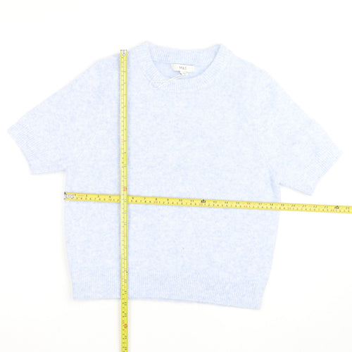 Marks and Spencer Women's Blue Short Sleeve Knit Jumper M