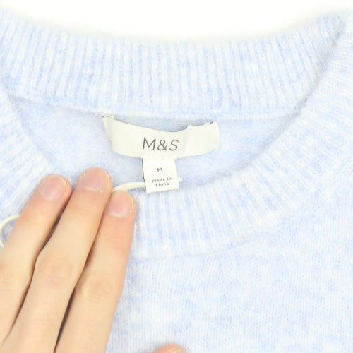 Marks and Spencer Women's Blue Short Sleeve Knit Jumper M