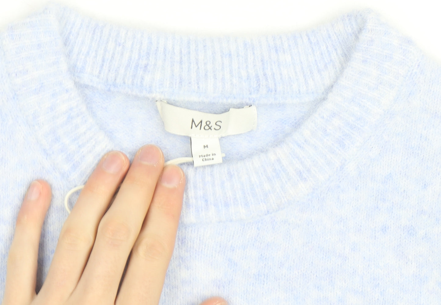 Marks and Spencer Women's Blue Short Sleeve Knit Jumper M