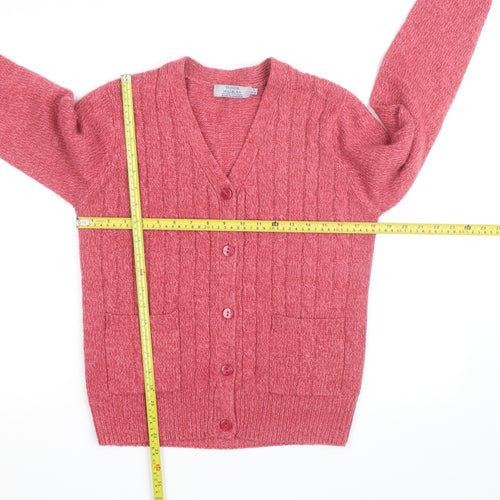 Honor Millburn Women's Pink Cable Knit V-Neck Cardigan M