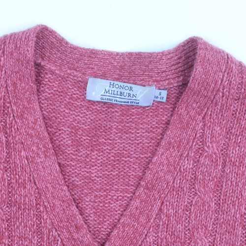 Honor Millburn Women's Pink Cable Knit V-Neck Cardigan M