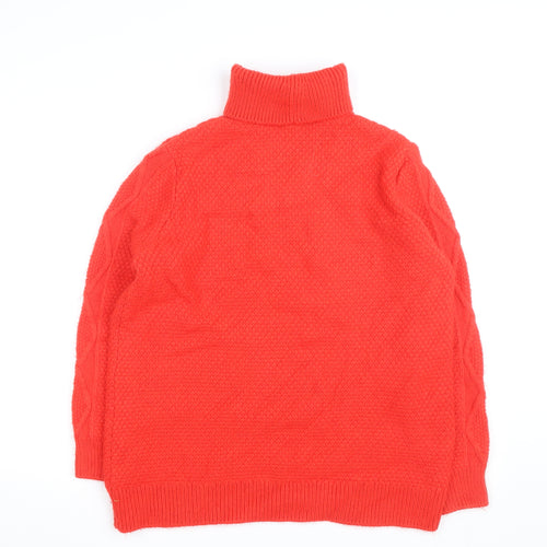 Marks and Spencer Women Red Roll Neck Cable Knit Jumper Medium