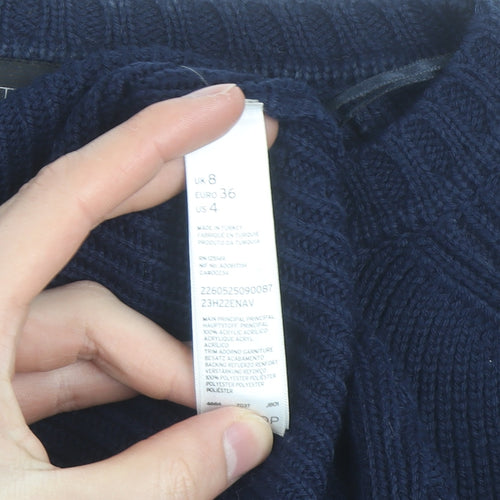 Topshop Women Blue Size 8 Eagle Embroidered Knit Jumper