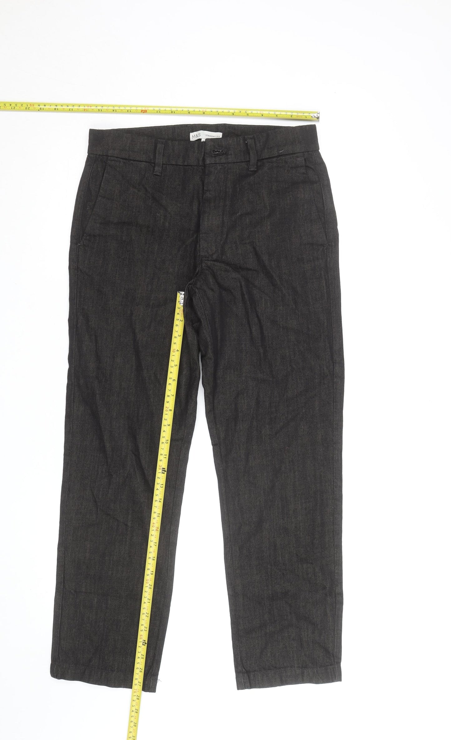 Marks and Spencer Men's Black Straight Fit Jeans W30 L29