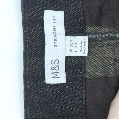 Marks and Spencer Men's Black Straight Fit Jeans W30 L29