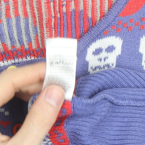 Topshop Women’s Purple Skull Fair Isle Button Cardigan Size 10