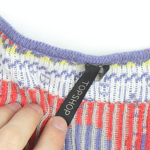Topshop Women’s Purple Skull Fair Isle Button Cardigan Size 10