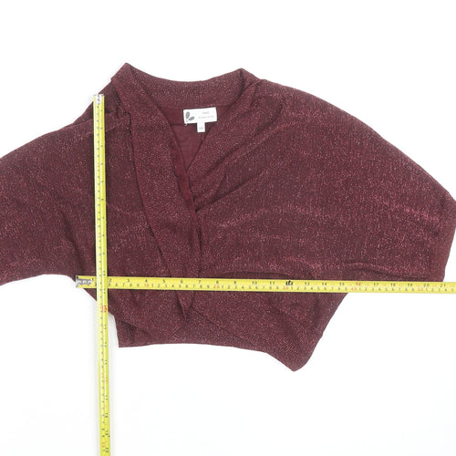 Next Women's Red Glitter Knit Shrug Jumper Size 10 V-Neck Winter