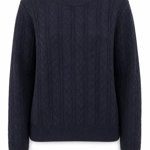 H&M Women Navy Blue Cable-Knit Cotton Jumper Size S