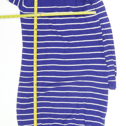 Paraphrase Women's Blue Striped Jumper Dress Size 12 Knit Crew Neck