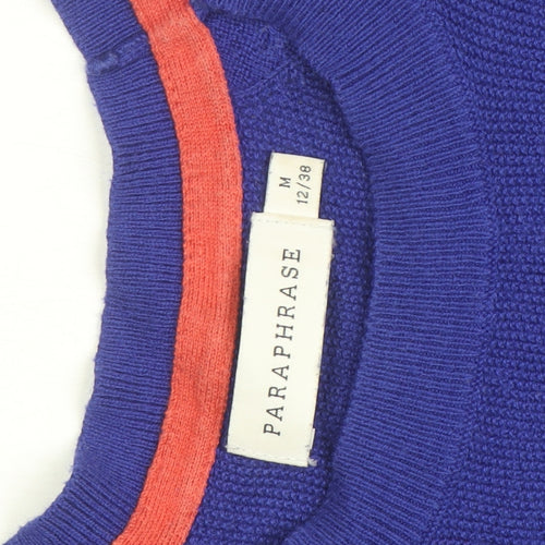 Paraphrase Women's Blue Striped Jumper Dress Size 12 Knit Crew Neck
