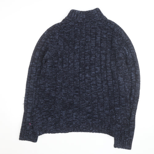 Marks and Spencer Men's Blue XL 1/2 Zip Wool Blend Jumper