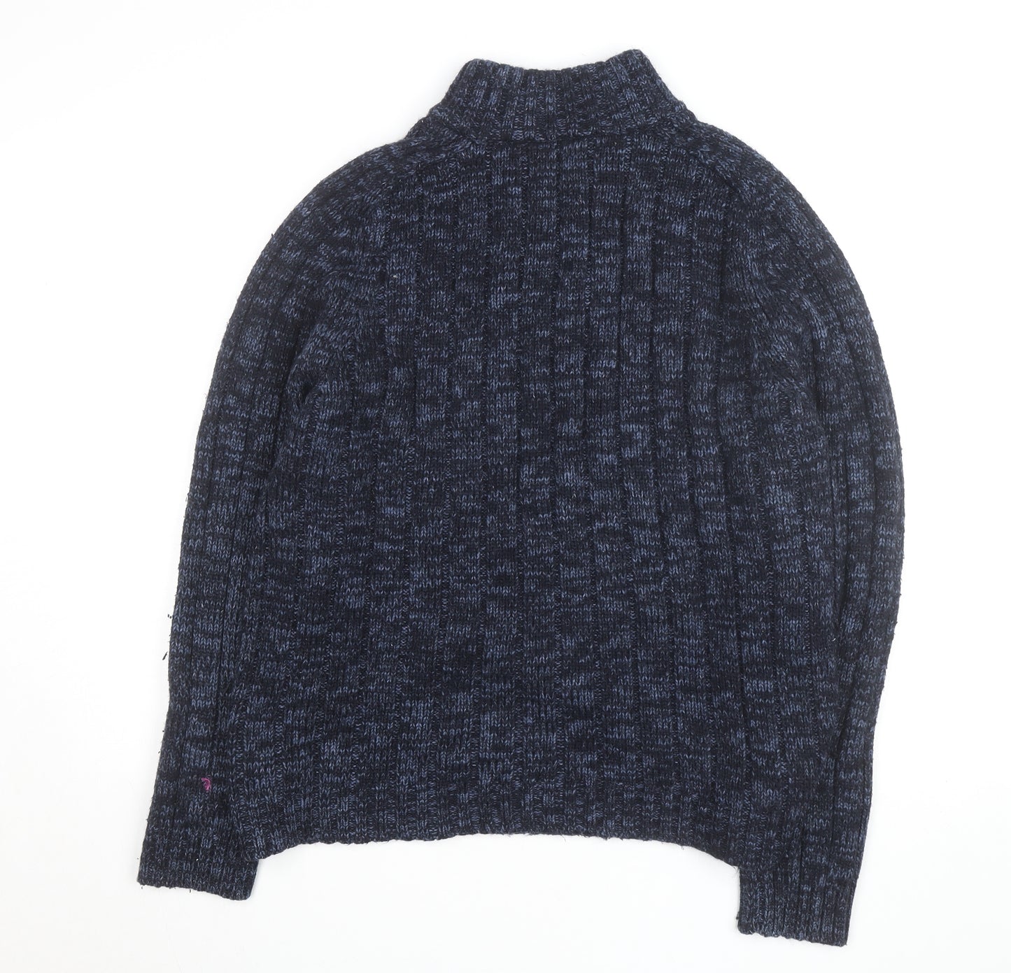 Marks and Spencer Men's Blue XL 1/2 Zip Wool Blend Jumper