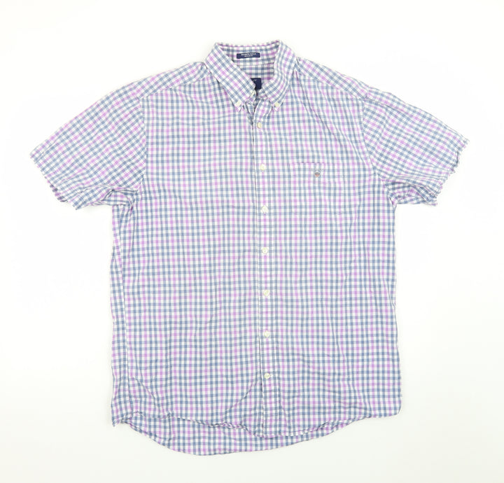 Gant Men’s Multicoloured Check Cotton Short Sleeve Button-Down Shirt L