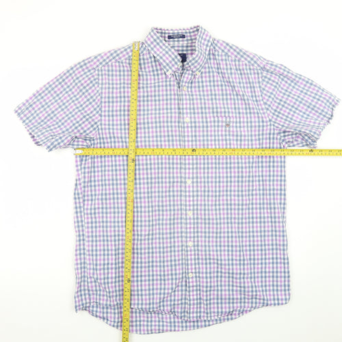 Gant Men’s Multicoloured Check Cotton Short Sleeve Button-Down Shirt L