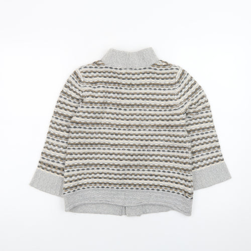 Principles Women Grey Striped High Neck Cardigan Size 10