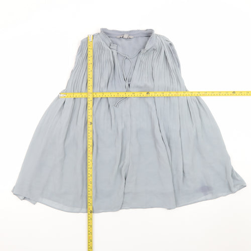 H&M Women’s Grey Pleated Sleeveless Chiffon Tunic Blouse Size S