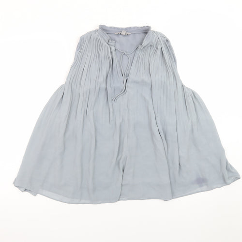 H&M Women’s Grey Pleated Sleeveless Chiffon Tunic Blouse Size S