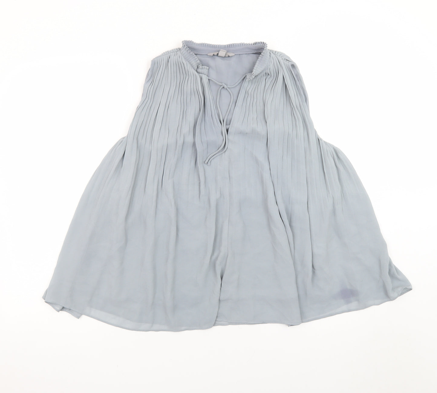H&M Women’s Grey Pleated Sleeveless Chiffon Tunic Blouse Size S