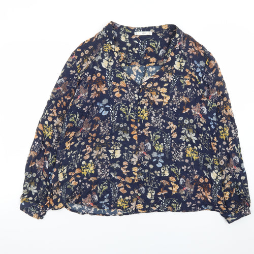 MNG Women's Multicoloured Floral Viscose Long Sleeve Tunic Blouse Size 12