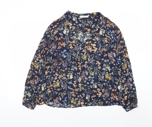 MNG Women's Multicoloured Floral Viscose Long Sleeve Tunic Blouse Size 12