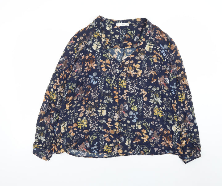 MNG Women's Multicoloured Floral Viscose Long Sleeve Tunic Blouse Size 12