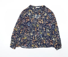 MNG Women's Multicoloured Floral Viscose Long Sleeve Tunic Blouse Size 12