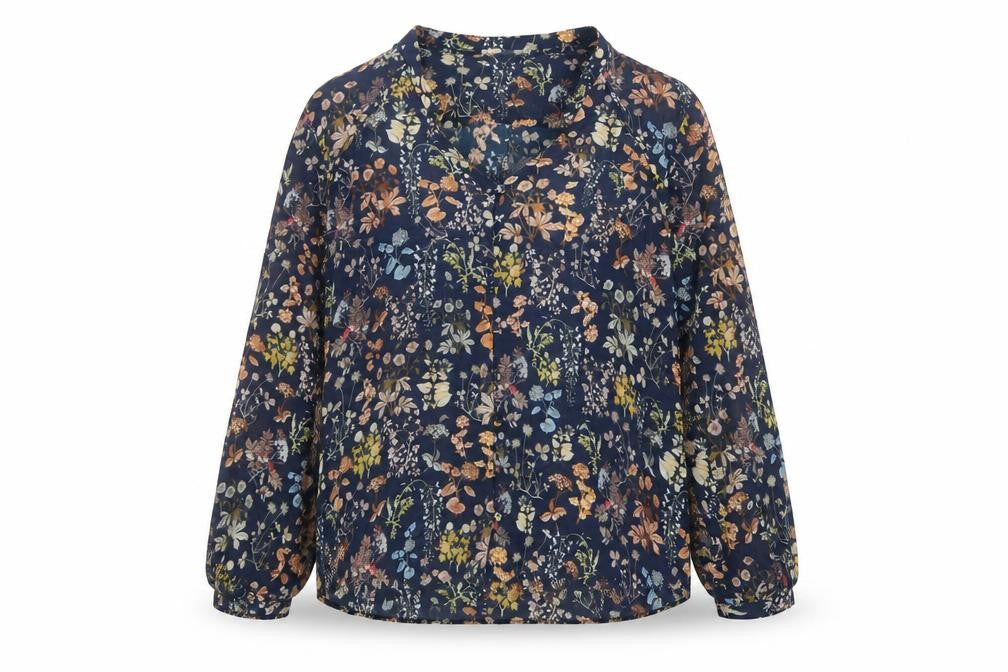MNG Women's Multicoloured Floral Viscose Long Sleeve Tunic Blouse Size 12