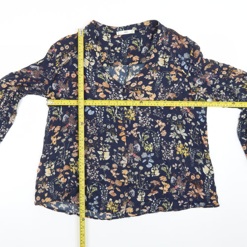 MNG Women's Multicoloured Floral Viscose Long Sleeve Tunic Blouse Size 12