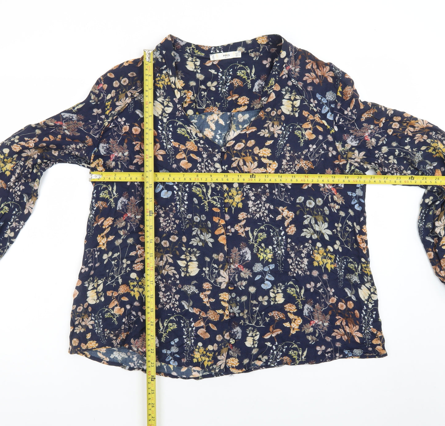 MNG Women's Multicoloured Floral Viscose Long Sleeve Tunic Blouse Size 12