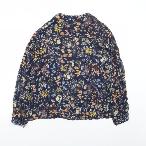 MNG Women's Multicoloured Floral Viscose Long Sleeve Tunic Blouse Size 12