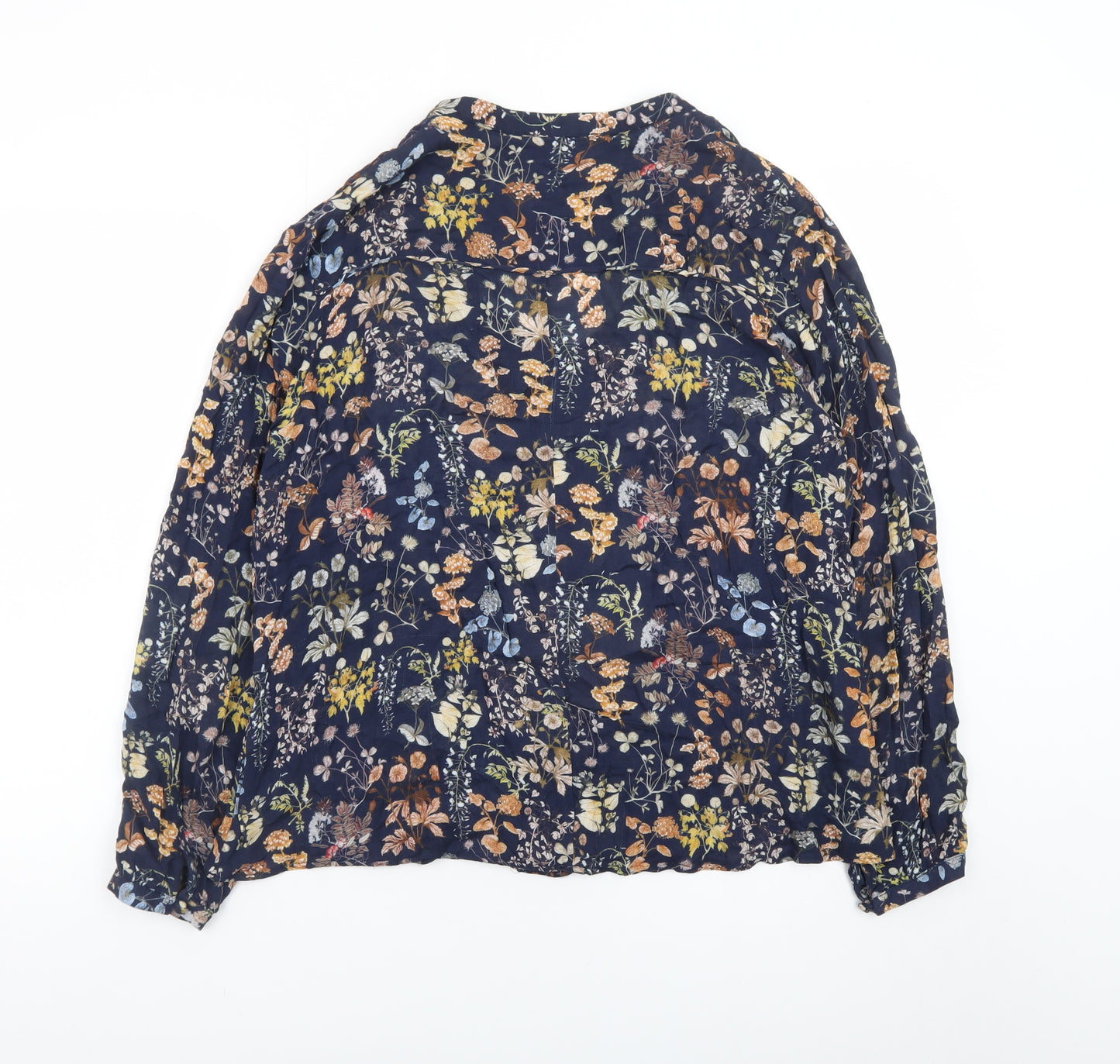 MNG Women's Multicoloured Floral Viscose Long Sleeve Tunic Blouse Size 12