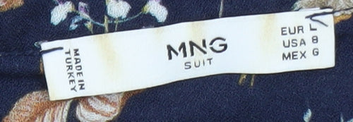MNG Women's Multicoloured Floral Viscose Long Sleeve Tunic Blouse Size 12