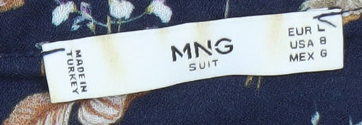 MNG Women's Multicoloured Floral Viscose Long Sleeve Tunic Blouse Size 12