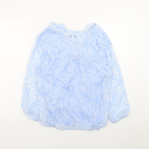 Gerard Womens Blue Floral Tunic Blouse Size 10 Long Sleeve