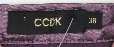 CCDK Women's Purple Satin A-Line Floral Embroidered Skirt Size 10