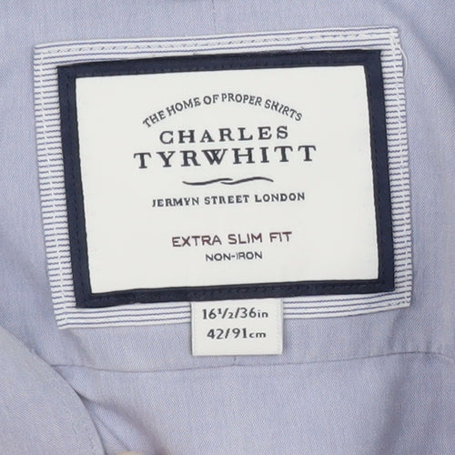 Charles Tyrwhitt Men's Blue Extra Slim Fit Non-Iron Dress Shirt 16.5in