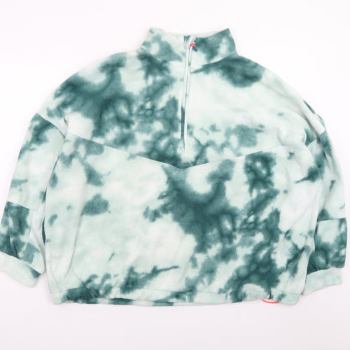 Dunnes Stores Women Green Tie-Dye Fleece 1/4 Zip Sweatshirt Size L