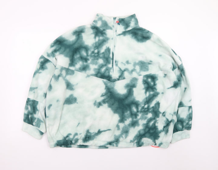 Dunnes Stores Women Green Tie-Dye Fleece 1/4 Zip Sweatshirt Size L