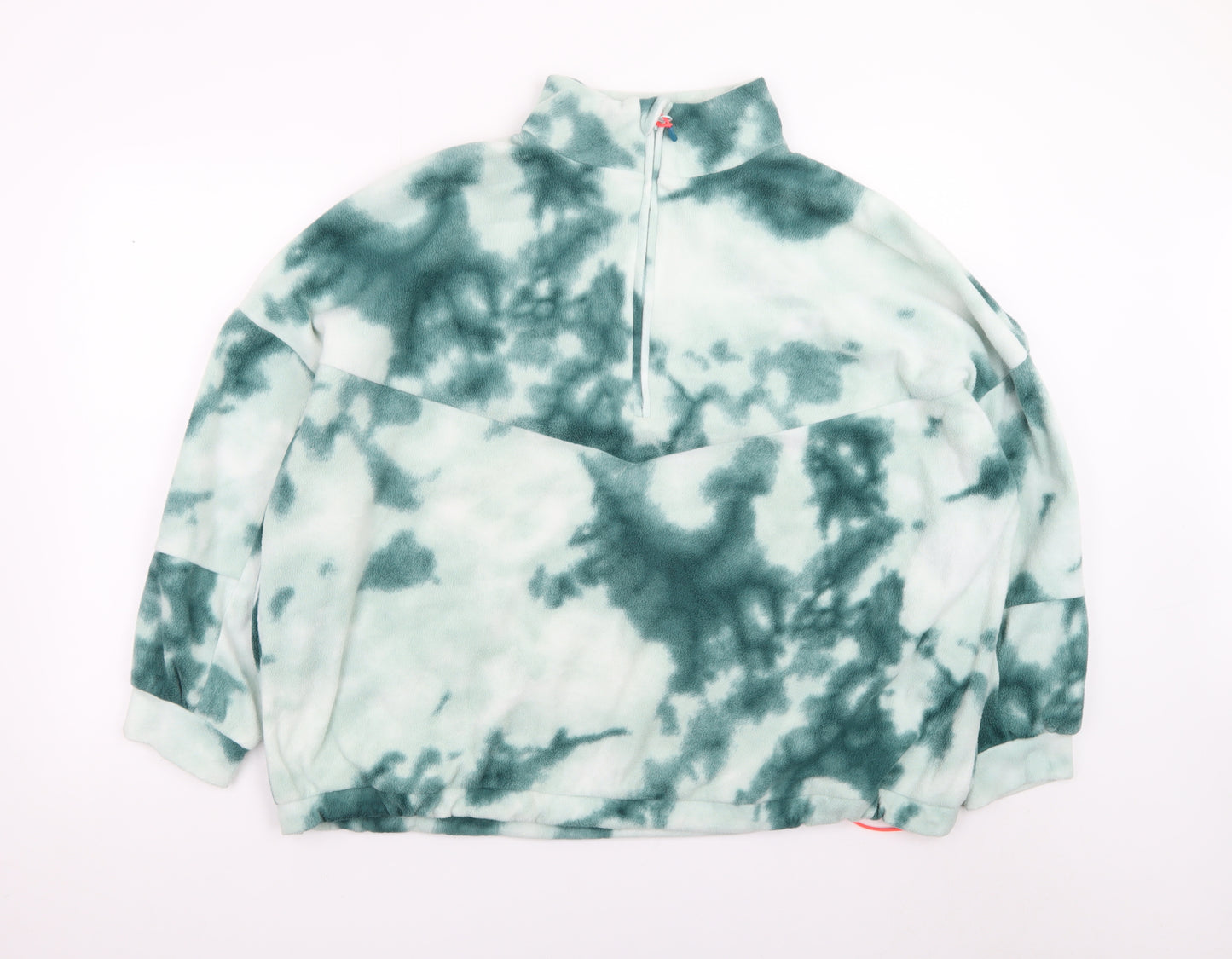 Dunnes Stores Women Green Tie-Dye Fleece 1/4 Zip Sweatshirt Size L