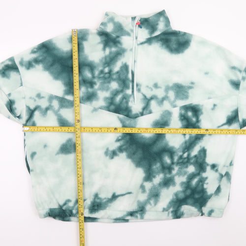 Dunnes Stores Women Green Tie-Dye Fleece 1/4 Zip Sweatshirt Size L