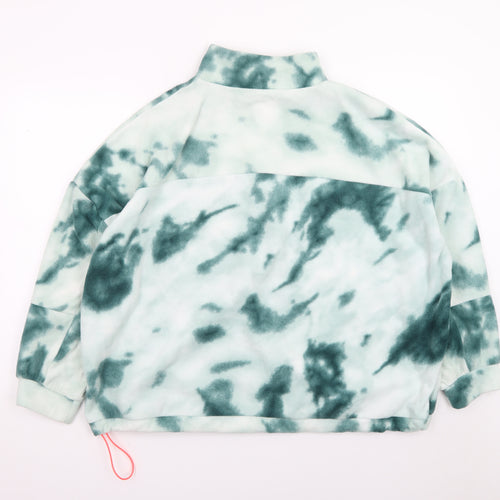 Dunnes Stores Women Green Tie-Dye Fleece 1/4 Zip Sweatshirt Size L