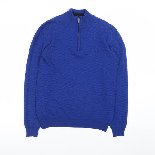 XV Kings Men's Blue Wool Blend 1/2 Zip Jumper Size S