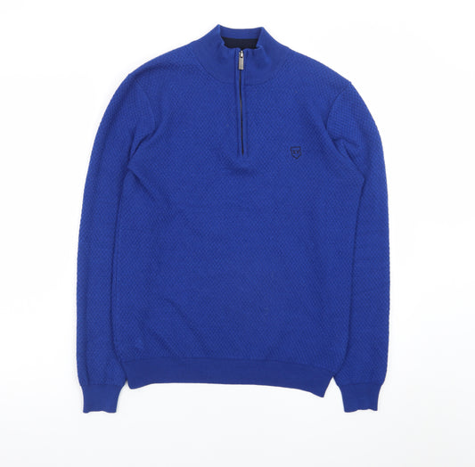 XV Kings Men's Blue Wool Blend 1/2 Zip Jumper Size S