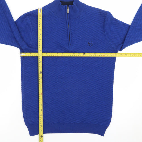 XV Kings Men's Blue Wool Blend 1/2 Zip Jumper Size S