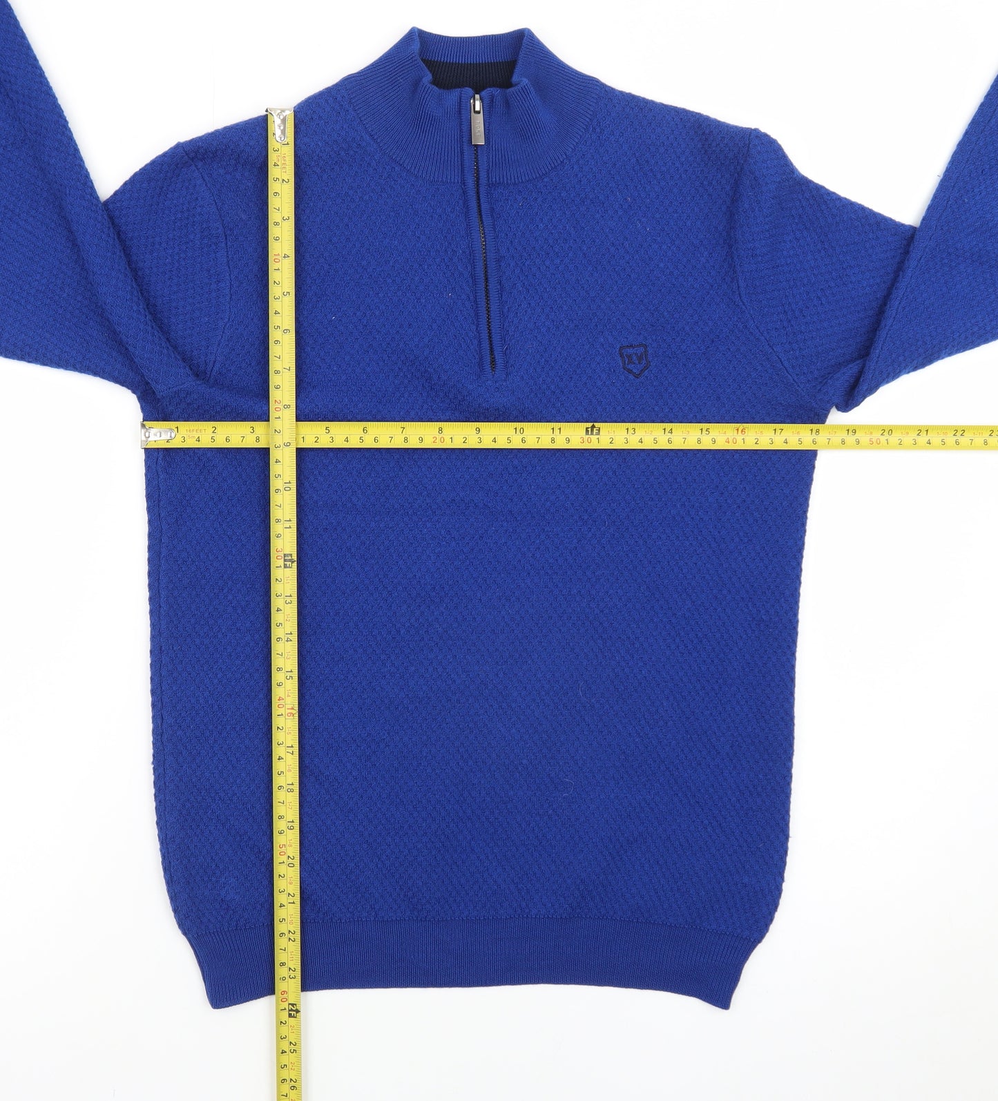 XV Kings Men's Blue Wool Blend 1/2 Zip Jumper Size S
