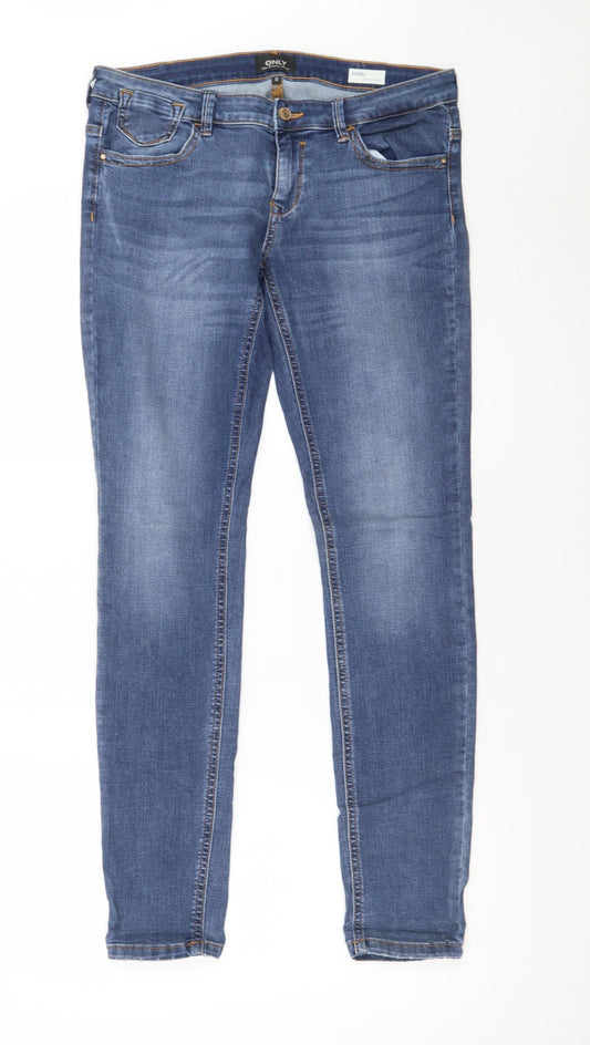 ONLY Women’s Blue Skinny Jeans Size 14 Regular Mid Rise Denim