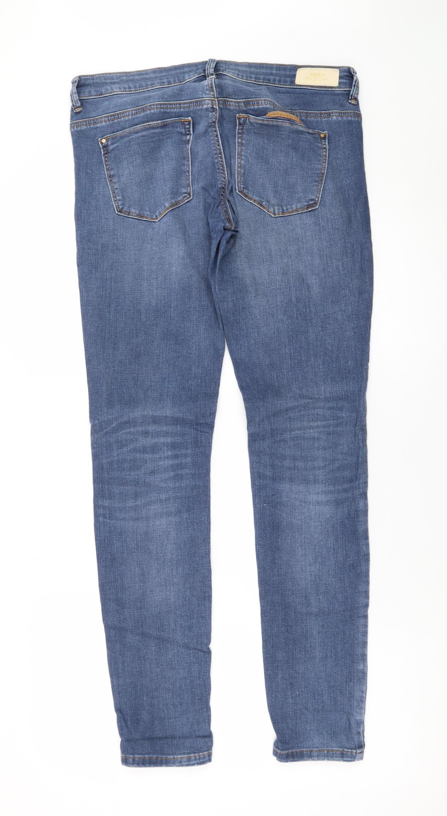 ONLY Women’s Blue Skinny Jeans Size 14 Regular Mid Rise Denim
