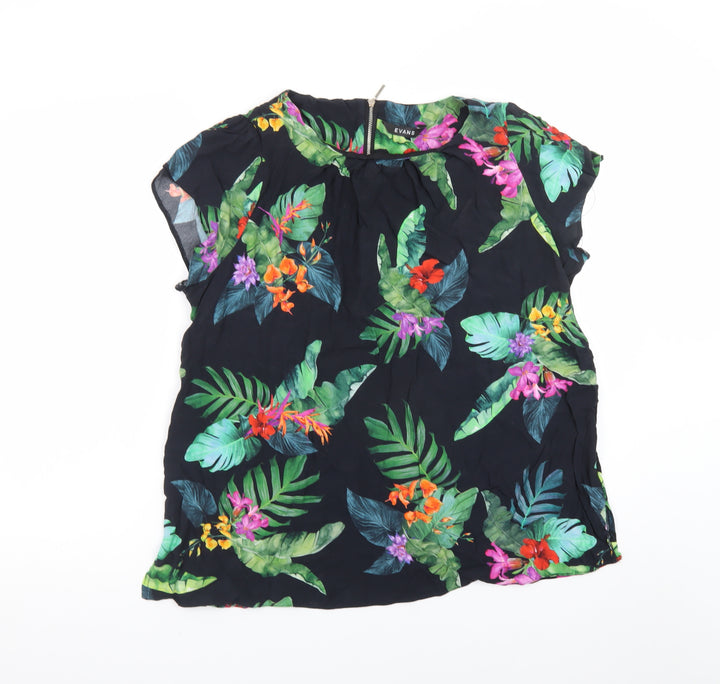 Evans Women’s Multicoloured Floral Chiffon Tunic Blouse Size 18
