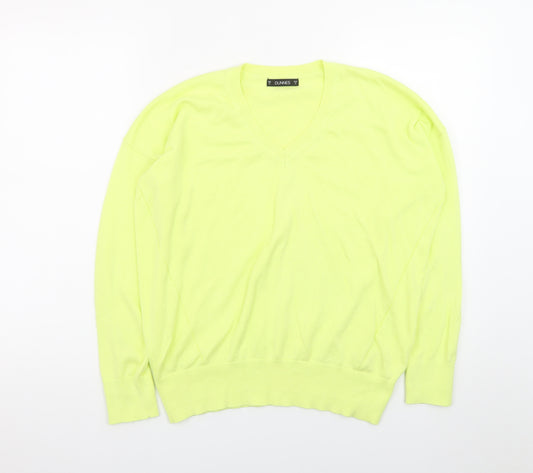 Dunnes Men Yellow V-Neck Cotton Pullover Jumper Small